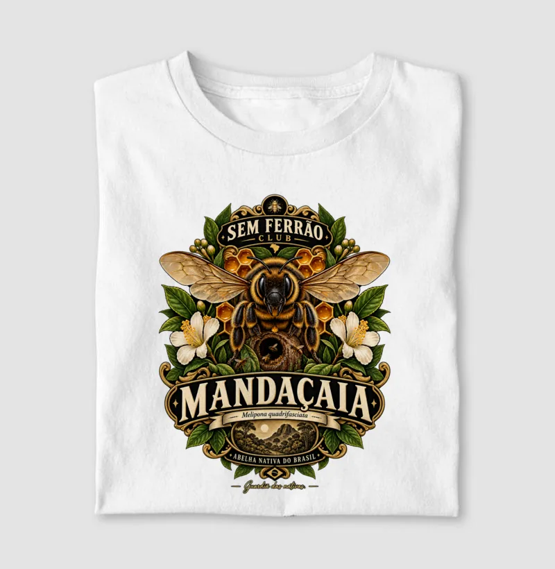 Camiseta Mandaçaia Branca Sem Ferrão Club