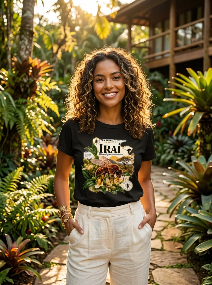 Lookbook Feminino Camiseta Iraí Preta Loft Urbano Sem Ferrão Club